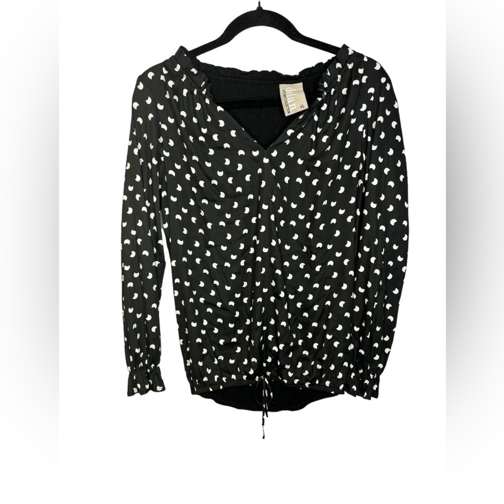 Anthropologie Dolan Moon Print French Quarter Top Blouse Black Boho XS - Picture 1 of 6